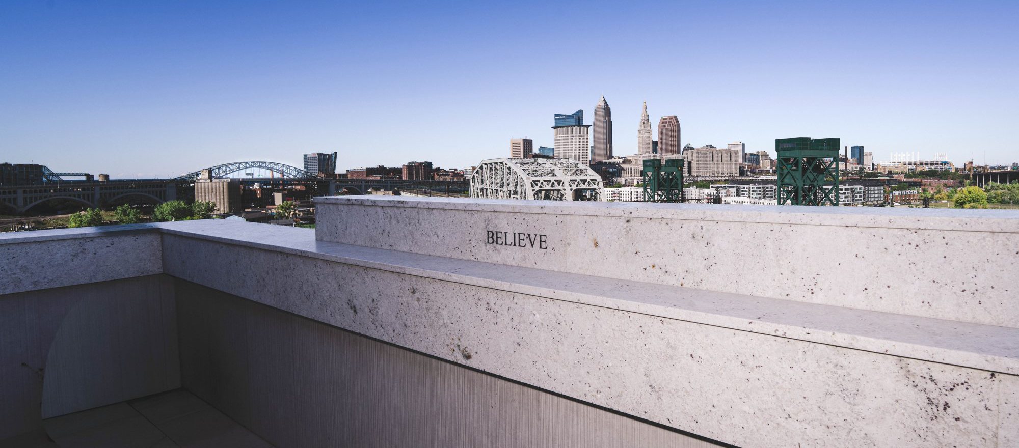 Cleveland skyline over the river