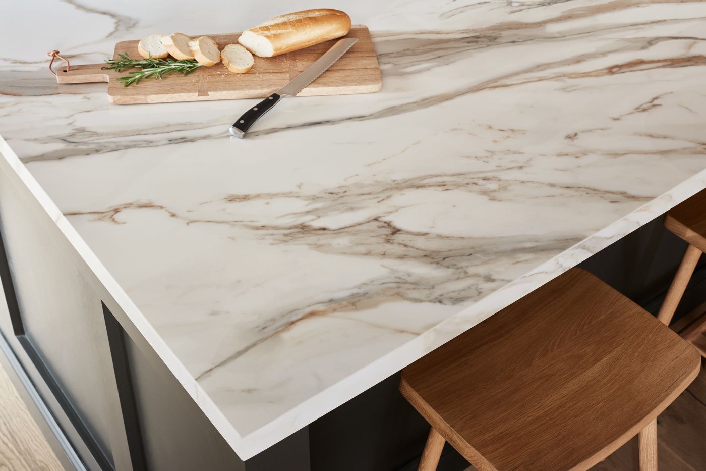 Calacatta-style engineered quartz countertop