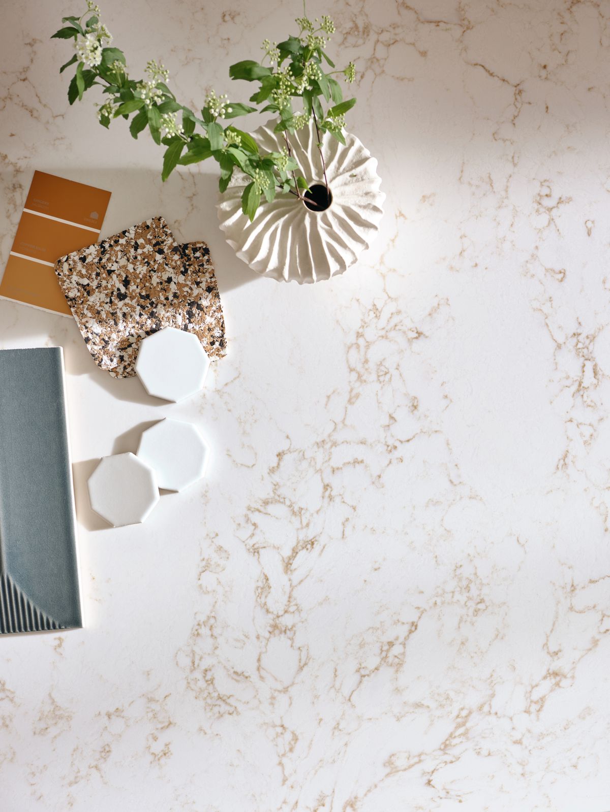 Granite, marble and quartz samples